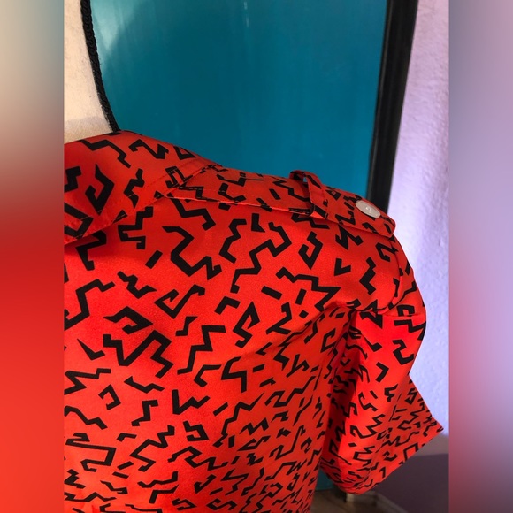 Vintage Chaus Short Sleeve Art Deco Blouse Size L - Picture 14 of 16